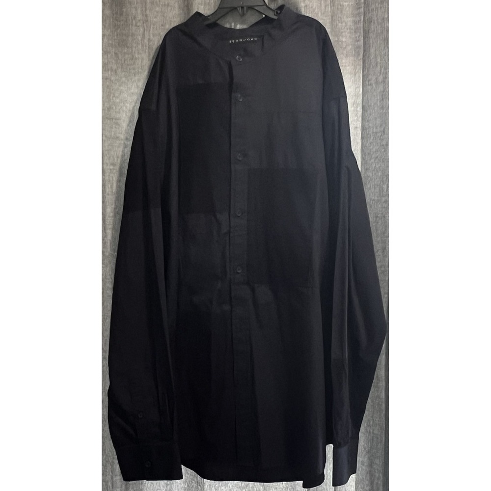 Sean John Mens Shirt 2XLT Black Long Sleeve Corduroy Patches Button up Unique